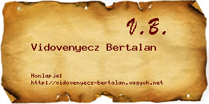 Vidovenyecz Bertalan névjegykártya