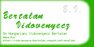 bertalan vidovenyecz business card